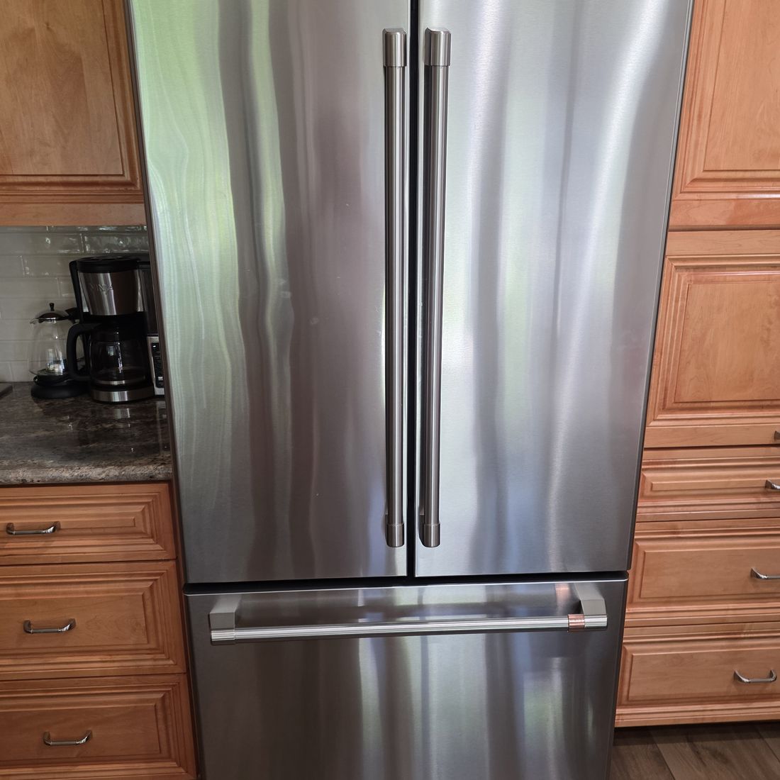 Stainless French-door refrigerator in a kitchen